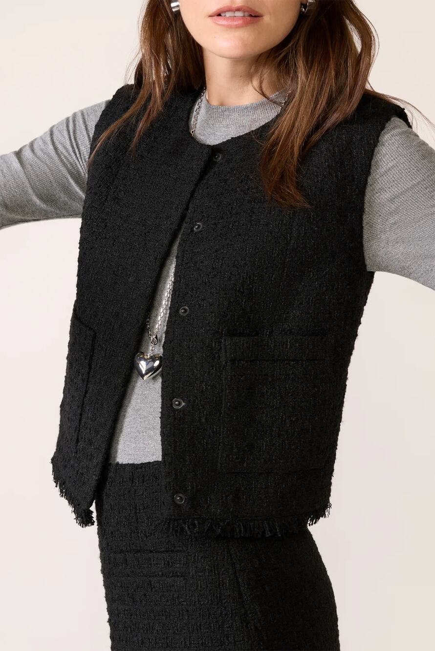 Evereve Winona Black Tweed Vest size small